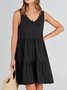 Femmes Plain Kaki Col V Confortable Robe Mi-Longue Décontracté