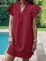 Femmes Plain Bleu Clair Col V Confortable Court Robe Décontracté