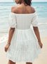 Femmes Plain Blanc l'Encolure Bateau Confortable Court Robe Décontracté