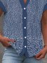 Blouses Décontracté Été Petit Floral Polyester Aucune élasticité Manches Courtes Régulier Régulier Entaillé pour Femmes