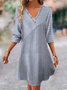 Femmes Rayé Bleu Col V Confortable Court Robe Décontracté