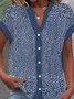 Blouses Décontracté Été Petit Floral Polyester Aucune élasticité Manches Courtes Régulier Régulier Entaillé pour Femmes