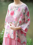Chemises Décontracté Floral Printemps / Automne Aucune élasticité Faire la navette Ample Col Rond Droit Régulier pour Femmes