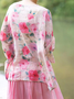 Chemises Décontracté Floral Printemps / Automne Aucune élasticité Faire la navette Ample Col Rond Droit Régulier pour Femmes