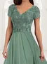 Femmes Plain Vert Col V Confortable Dentelle Robe Maxi Élégant