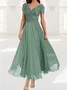 Femmes Plain Vert Col V Confortable Dentelle Robe Maxi Élégant