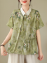 Blouses Décontracté Floral Été Col Montant Quotidien Ample Manches Courtes Régulier Régulier pour Femmes