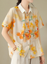 Blouses Décontracté Floral Été Col Montant Quotidien Ample Manches Courtes Régulier Régulier pour Femmes