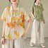Blouses Décontracté Floral Été Col Montant Quotidien Ample Manches Courtes Régulier Régulier pour Femmes