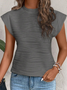 Chemises Décontracté Plain Été Polyester Coupe Régulière Manches Courtes Droit Régulier Demi col roulé pour Femmes