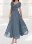 Femmes Plain Vert Col V Confortable Dentelle Robe Maxi Élégant