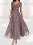 Femmes Plain Vert Col V Confortable Dentelle Robe Maxi Élégant