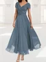 Femmes Plain Vert Col V Confortable Dentelle Robe Maxi Élégant