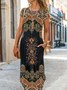 Femmes Nationalité/ethnie Noir Col Rond Confortable Poche Couture Robe Maxi Décontracté