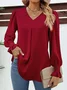 Chemises Décontracté Plain Printemps / Automne Polyester Léger Aucune élasticité Ample Manche Évasée Droit pour Femmes