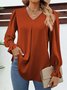 Chemises Décontracté Plain Printemps / Automne Polyester Léger Aucune élasticité Ample Manche Évasée Droit pour Femmes