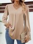 Chemises Décontracté Plain Printemps / Automne Polyester Léger Aucune élasticité Ample Manche Évasée Droit pour Femmes