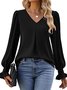 Chemises Décontracté Plain Printemps / Automne Polyester Léger Aucune élasticité Ample Manche Évasée Droit pour Femmes
