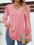 Chemises Décontracté Plain Printemps / Automne Polyester Léger Aucune élasticité Ample Manche Évasée Droit pour Femmes