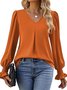 Chemises Décontracté Plain Printemps / Automne Polyester Léger Aucune élasticité Ample Manche Évasée Droit pour Femmes