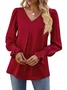 Chemises Décontracté Plain Printemps / Automne Polyester Léger Aucune élasticité Ample Manche Évasée Droit pour Femmes