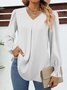 Chemises Décontracté Plain Printemps / Automne Polyester Léger Aucune élasticité Ample Manche Évasée Droit pour Femmes