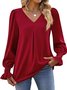 Chemises Décontracté Plain Printemps / Automne Polyester Léger Aucune élasticité Ample Manche Évasée Droit pour Femmes