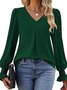 Chemises Décontracté Plain Printemps / Automne Polyester Léger Aucune élasticité Ample Manche Évasée Droit pour Femmes