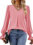 Chemises Décontracté Plain Printemps / Automne Polyester Léger Aucune élasticité Ample Manche Évasée Droit pour Femmes
