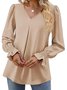 Chemises Décontracté Plain Printemps / Automne Polyester Léger Aucune élasticité Ample Manche Évasée Droit pour Femmes
