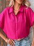Blouses Décontracté Plain Été Polyester Aucune élasticité Quotidien Manches Courtes Régulier Droit pour Femmes