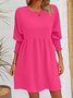 Femmes Plain Noir Col Rond Confortable Court Robe Décontracté
