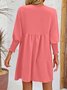Femmes Plain Noir Col Rond Confortable Court Robe Décontracté