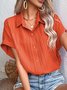 Blouses Décontracté Plain Été Polyester Aucune élasticité Quotidien Manches Courtes Régulier Droit pour Femmes
