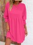 Femmes Plain Noir Col Rond Confortable Court Robe Décontracté