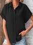 Blouses Décontracté Plain Été Polyester Aucune élasticité Quotidien Manches Courtes Régulier Droit pour Femmes