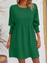 Femmes Plain Noir Col Rond Confortable Court Robe Décontracté