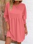 Femmes Plain Noir Col Rond Confortable Court Robe Décontracté