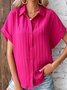 Blouses Décontracté Plain Été Polyester Aucune élasticité Quotidien Manches Courtes Régulier Droit pour Femmes