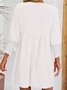 Femmes Plain Noir Col Rond Confortable Court Robe Décontracté