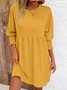 Femmes Plain Noir Col Rond Confortable Court Robe Décontracté