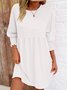 Femmes Plain Noir Col Rond Confortable Court Robe Décontracté