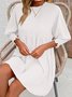 Femmes Plain Noir Col Rond Confortable Court Robe Décontracté