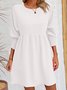 Femmes Plain Noir Col Rond Confortable Court Robe Décontracté