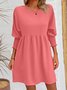 Femmes Plain Noir Col Rond Confortable Court Robe Décontracté