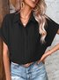 Blouses Décontracté Plain Été Polyester Aucune élasticité Quotidien Manches Courtes Régulier Droit pour Femmes