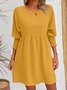 Femmes Plain Noir Col Rond Confortable Court Robe Décontracté