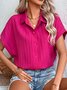 Blouses Décontracté Plain Été Polyester Aucune élasticité Quotidien Manches Courtes Régulier Droit pour Femmes