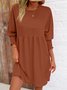 Femmes Plain Noir Col Rond Confortable Court Robe Décontracté