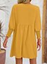 Femmes Plain Noir Col Rond Confortable Court Robe Décontracté